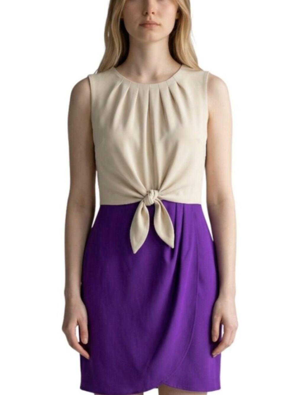 Richard Chai for Target Colorblock Sheath Dress 9 Purple Ivory Sleeveless NWT